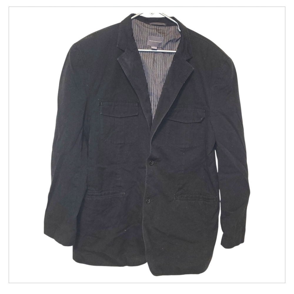 6/30 Vintage Wilker Rodriguez Mens XLT Black Cotton Blazer Y2K Casual Sport Coat